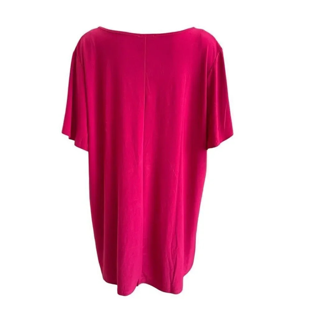 VIP by Avenue Magenta Smocked Shoulder Blouse Shirt Top Size 22/24 NWT